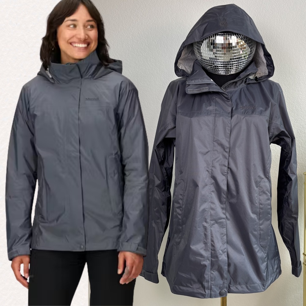 Marmot Womens PreCip Eco Rain Jacket | Steel Onyx Gray, Waterproof Shell, LARGE